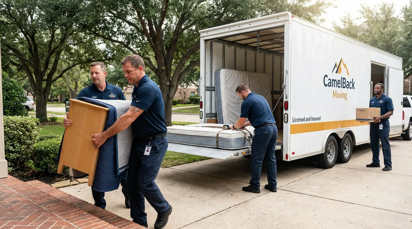 Crew loading residential truck for cross-state move from Winchester, NH
